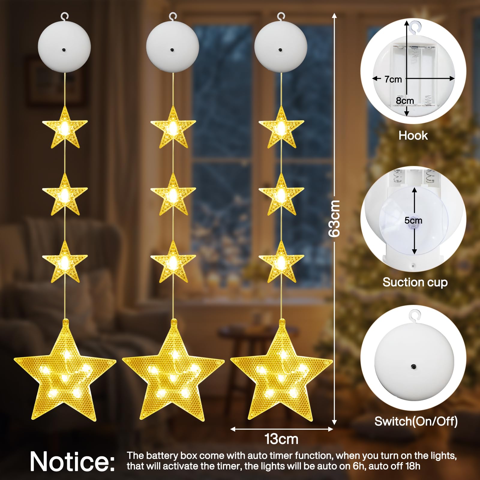 Ensemble De Décorations De Noël (3 Pièces), Guirlande Lumineuse De Noël