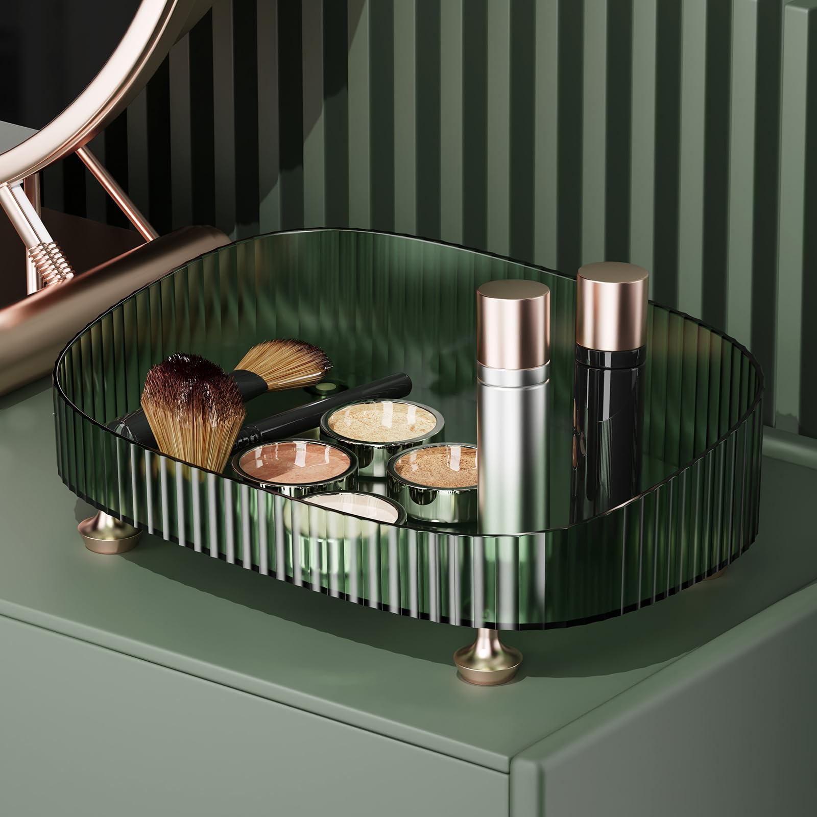 Kysren Bathroom Vanity Tray, Acrylic Makeup Perfume Organizer for Dresser, Decorative Organizer Countertop for Skincares, Cosmetics