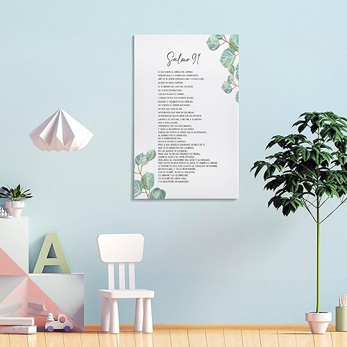 Miniatura 4 de OZTERN Salmo 91 - Póster de arte en lienzo con versículo bíblico español 91 para dormitorio, sala de estar, decoración de 08 x 12 pulgadas (7.9 x