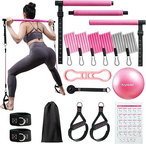Pilates Bar Kit with Resistance Bands, Multifunctional Pilates Bar with