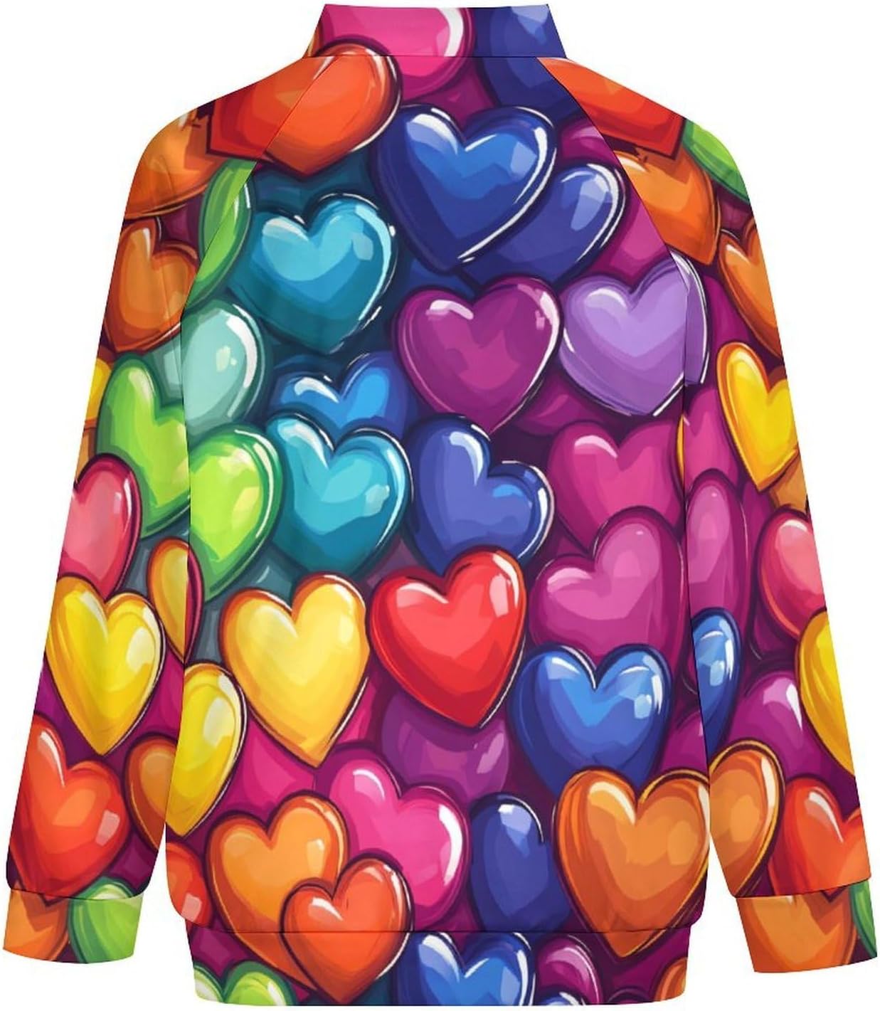 Rainbow Love Heart Men's Zip Up Sweatshirt Casual Sweater Jackets Long Sleeve Tops Lightweight Coat