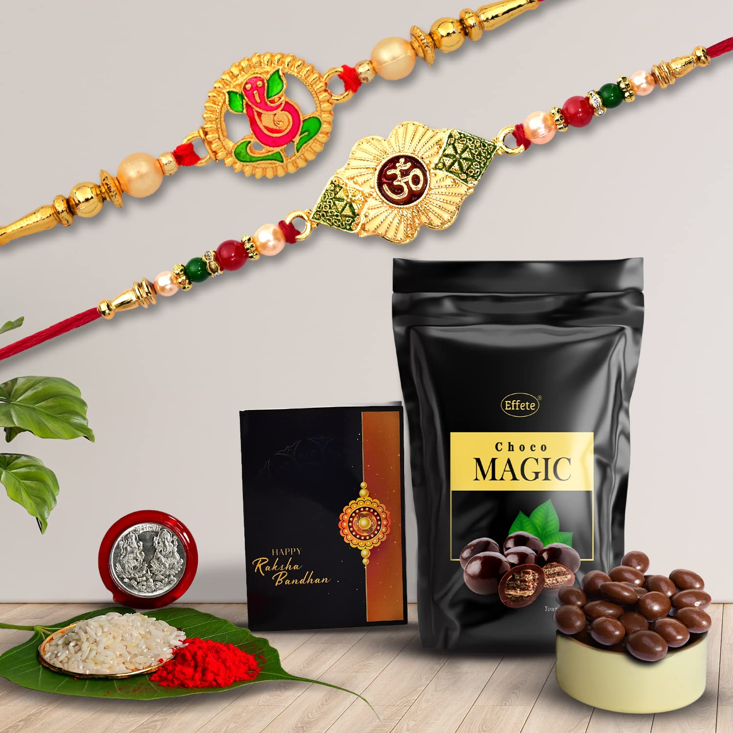 DeoDap (K2_263+7_SP) Multicolor Rakhi Combo with Effete Choco Magic