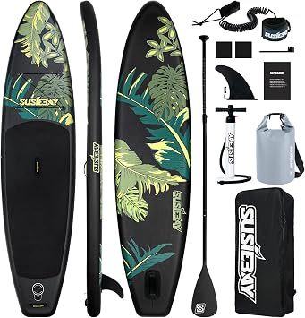 Inflatable Stand Up Paddle Board, 11ft 106 Paddle Board for Adults & Youth, Durable SUP Accessories with Non-Slip Deck, Dual Hand Pump,10L Dry Bag,108L Backpack