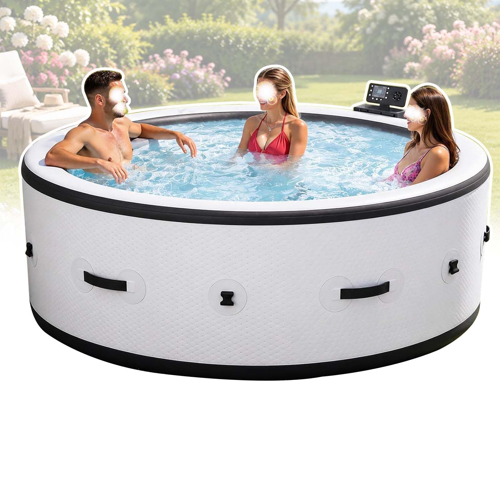 Portable Spa Pool Bathtub Durable Puncture Blow Up Tub Bubble Massage White