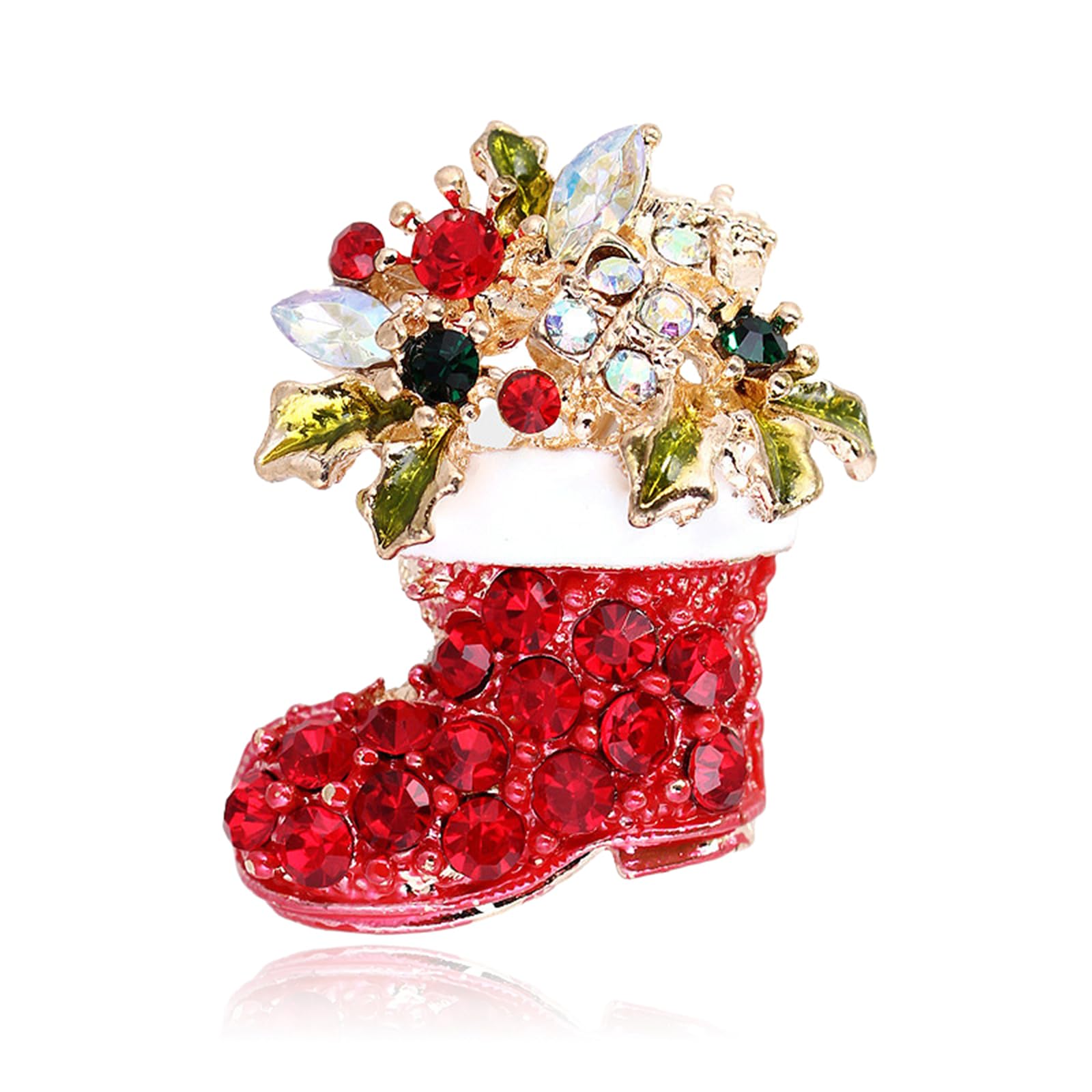 Christmas Rhinestone Crystal Brooch Pin for Women Man Elegant Xmas Hat Bell Snowmen Cat Garland Glove Reindeer Angel Boots Pins Fashion Sparkling Clothing Matching Christmas Jewelry Gift-image-19