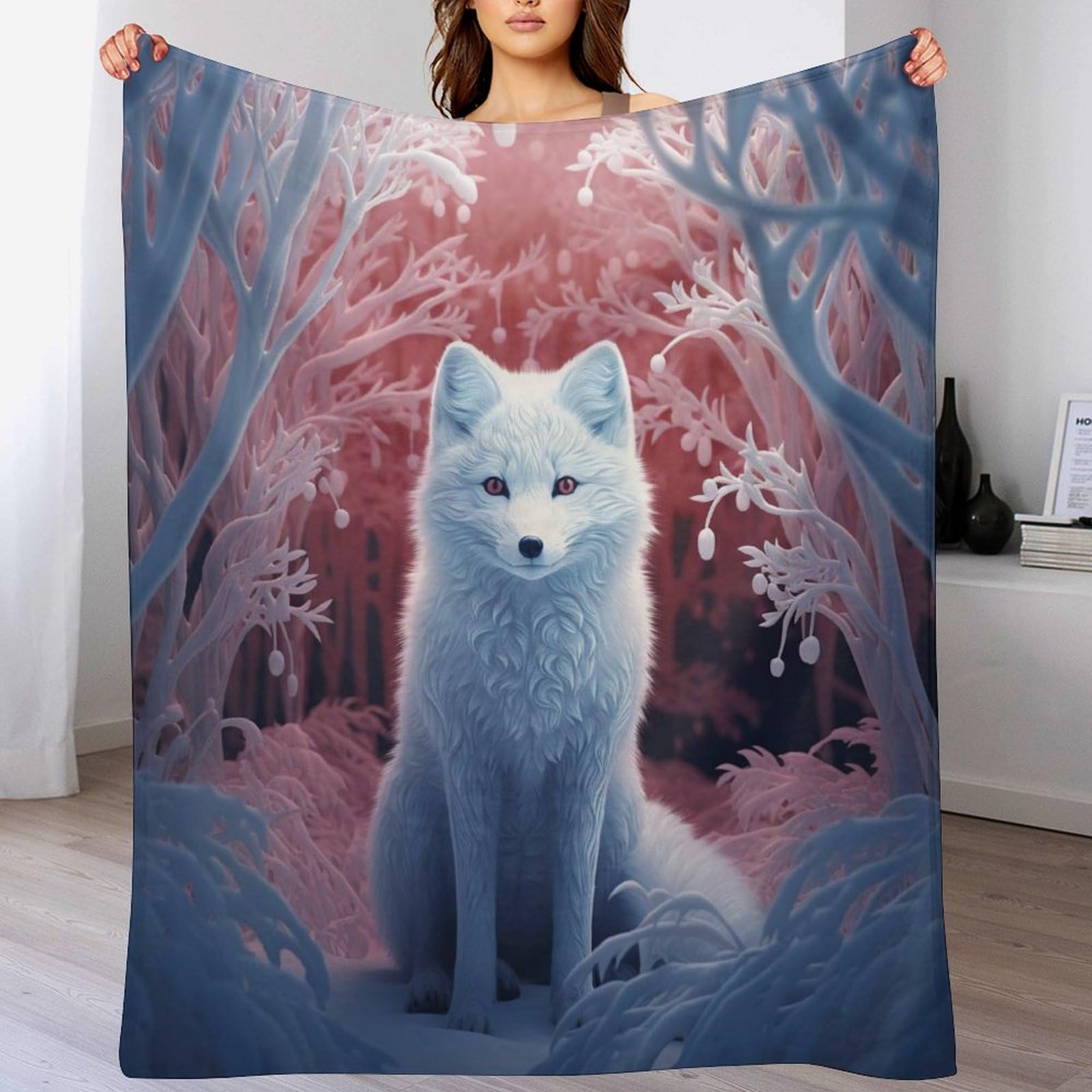 Manta de franela de zorro para evitar el frio en el sofa o la cama