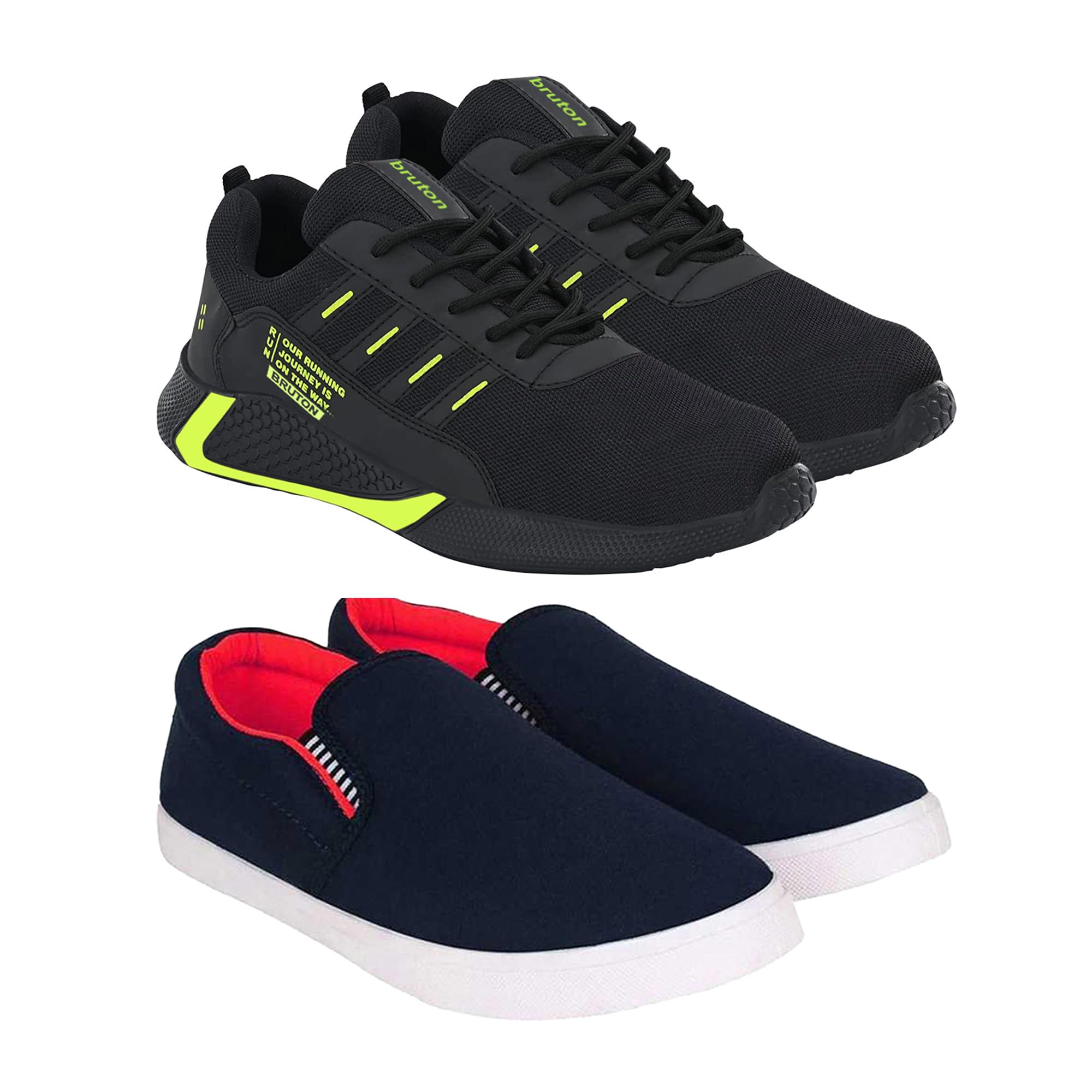 BRUTON Combo Pack of 2 Exclusive Trendy Shoes Casual Shoe Sport Running Shoes Sneakers for Men - Size : 10, Black, Red (B09ZQJBN9C) Amazon Price History, Amazon Price Tracker