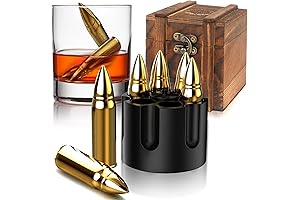Bullet Whiskey Stones with Vintage Wooden Case