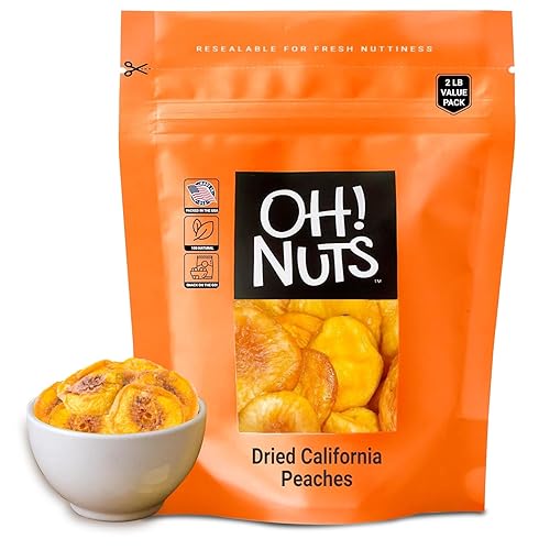 Oh! Nueces secas California melocotones 32 oz bolsa a granel de frescas Gold Coast secado al sol melocotón rodajas para aperitivos y hornear sin