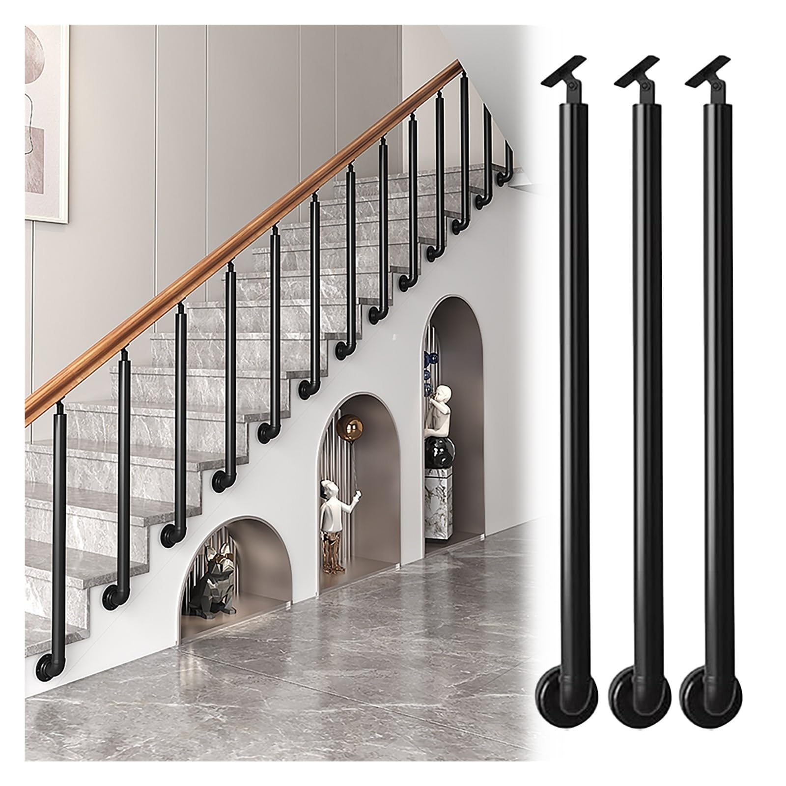 Rambardes d'escalier en fer forgé noir de 1 à 20 pièces pour porche