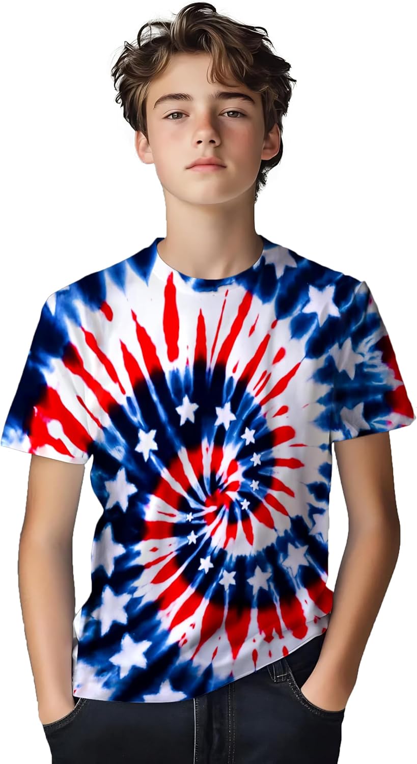 Kids Tie Dye Shirt for Boys Girls Children Tie-Dye Hippes Tshirt Short Sleeve Tee Shirt for Todder - Image 6