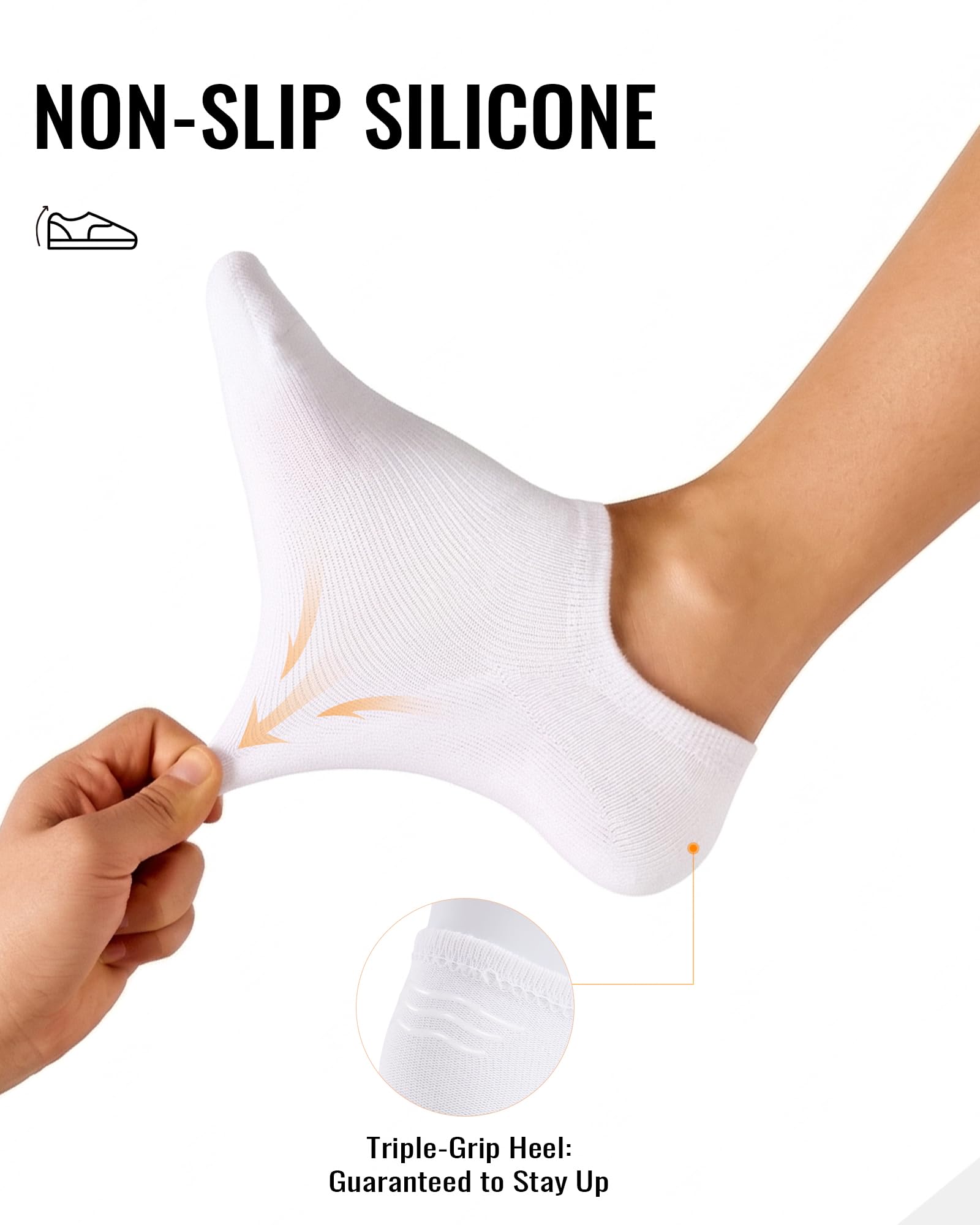 SukModen No Show Socks Women Men Non Slip Invisible Liners for Flats Breathable Cotton Low Cut Ankle Socks 6 Pairs Gift Box in use