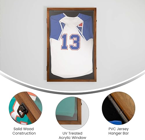 Miniatura 3 de Flash Furniture Banks - Estuche de exhibición de jersey, tubo de PVC colgante, parte trasera forrada de terciopelo, inserto de hoja de espuma,