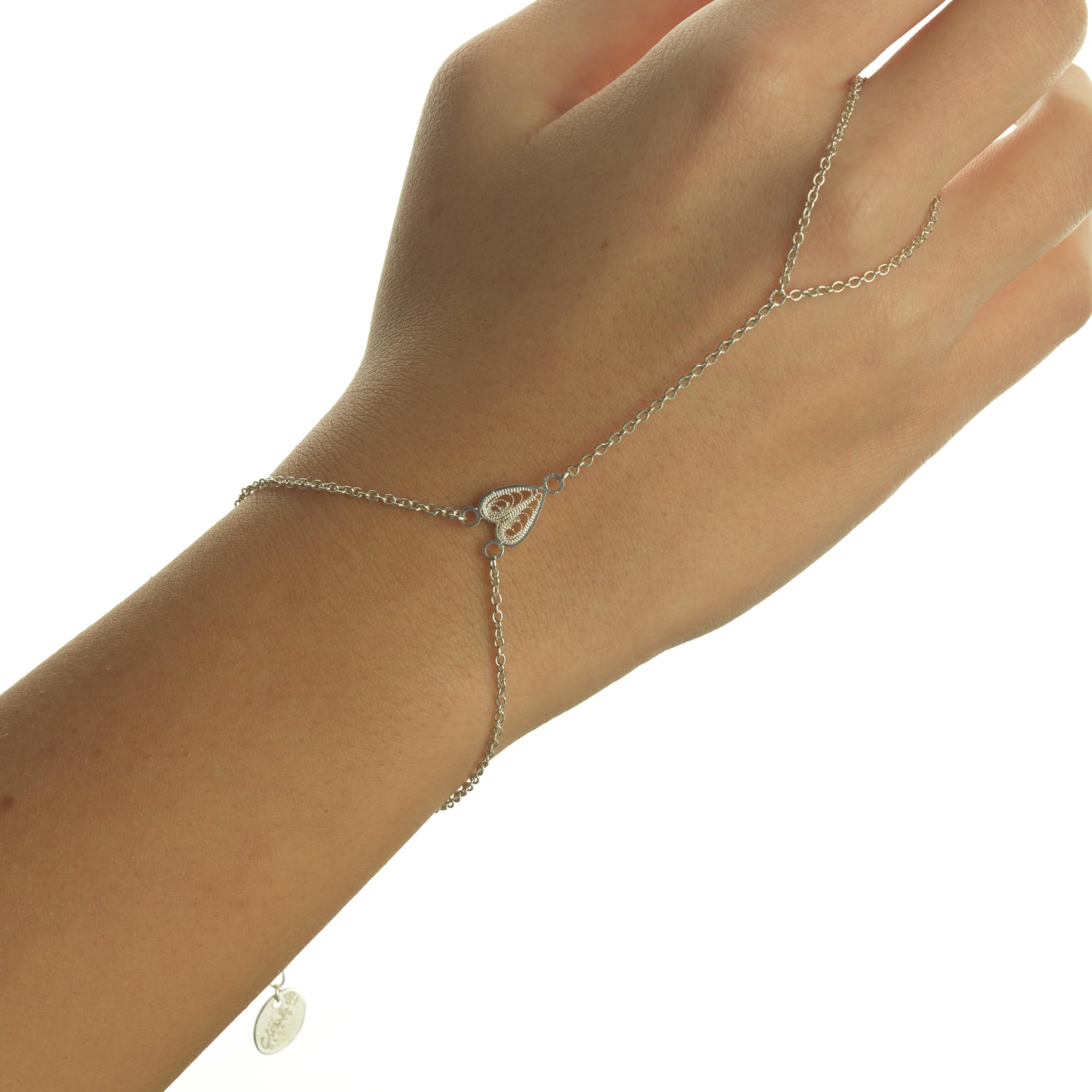 Baciamano Coeur Clizia Ornato - Gioiello da Polso Regolabile Fatto a Mano in Filigrana d'Argento - Argento 925 - Gioielli Artigianali Etnici