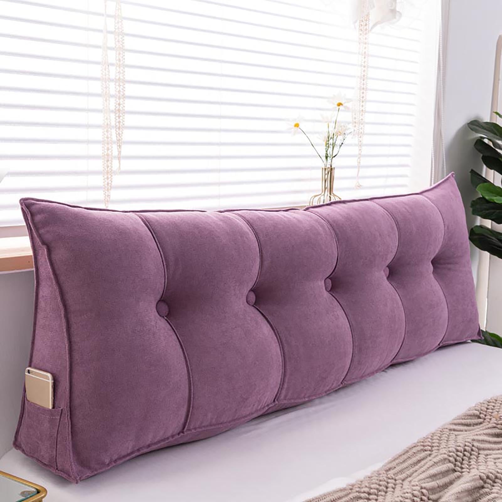 UYSELA Comfortable Lumbar Bed Pillow Reading Backrest Cushion Triangular Headboard Pillow Bed Wedge Pillow Large Reading Pillow with Breathable Removable Washable Cover,Purple,Length 200cm/78.74in