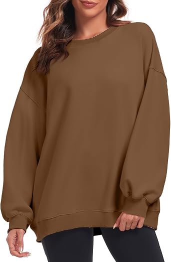 Oversized Sweatshirt for Women Crew Neck Fleece Sweatshirt Casual Long Sleeve Pullover Tops Trendy Clothes