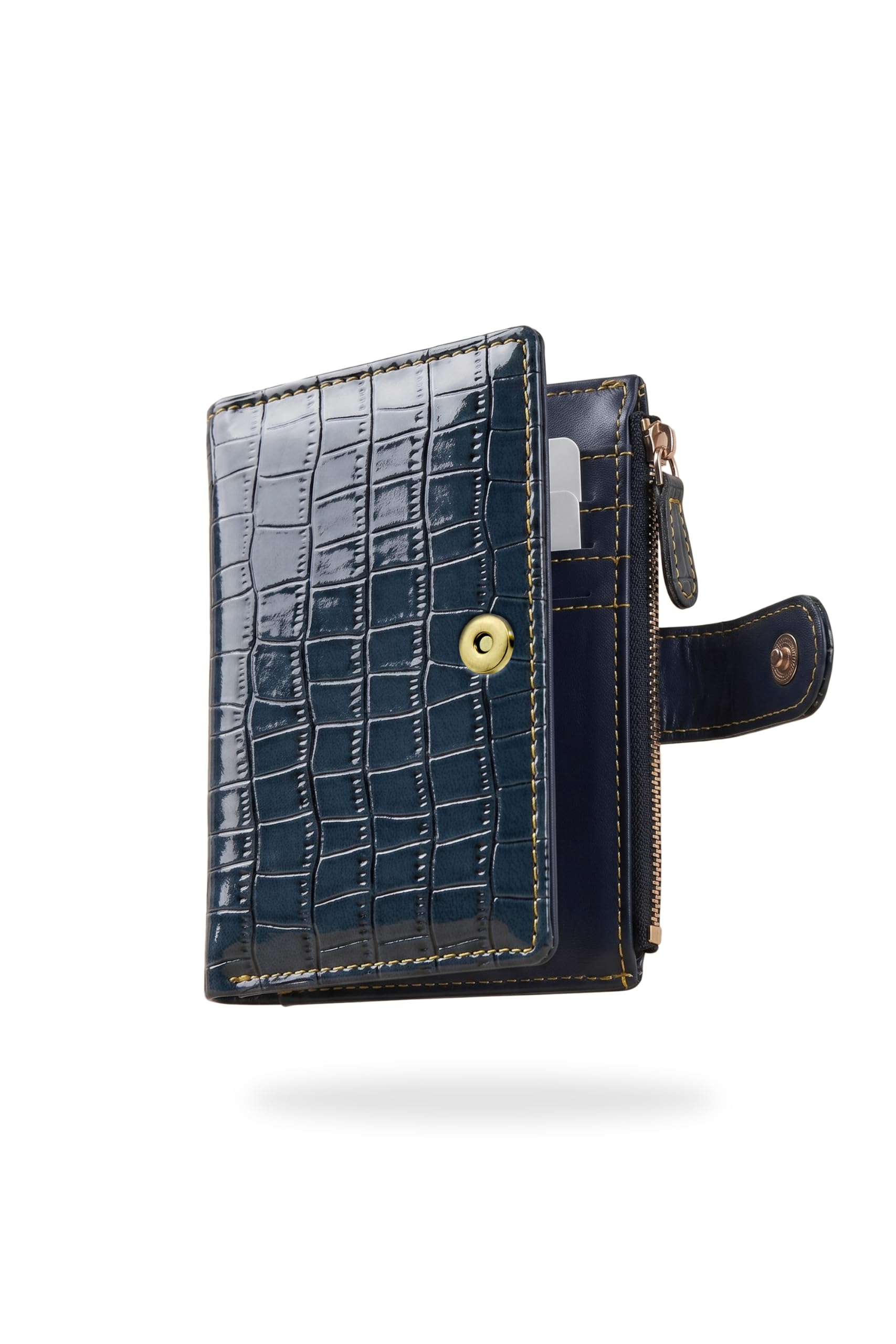Wallet for Women | Ladies Purse with Zip Coin Pocket, Card Holder & ID Window | Premium Crocodile Texture PU Leather Purse for Girls | Compact Fashion Wallet (Slate Blue)-image-42