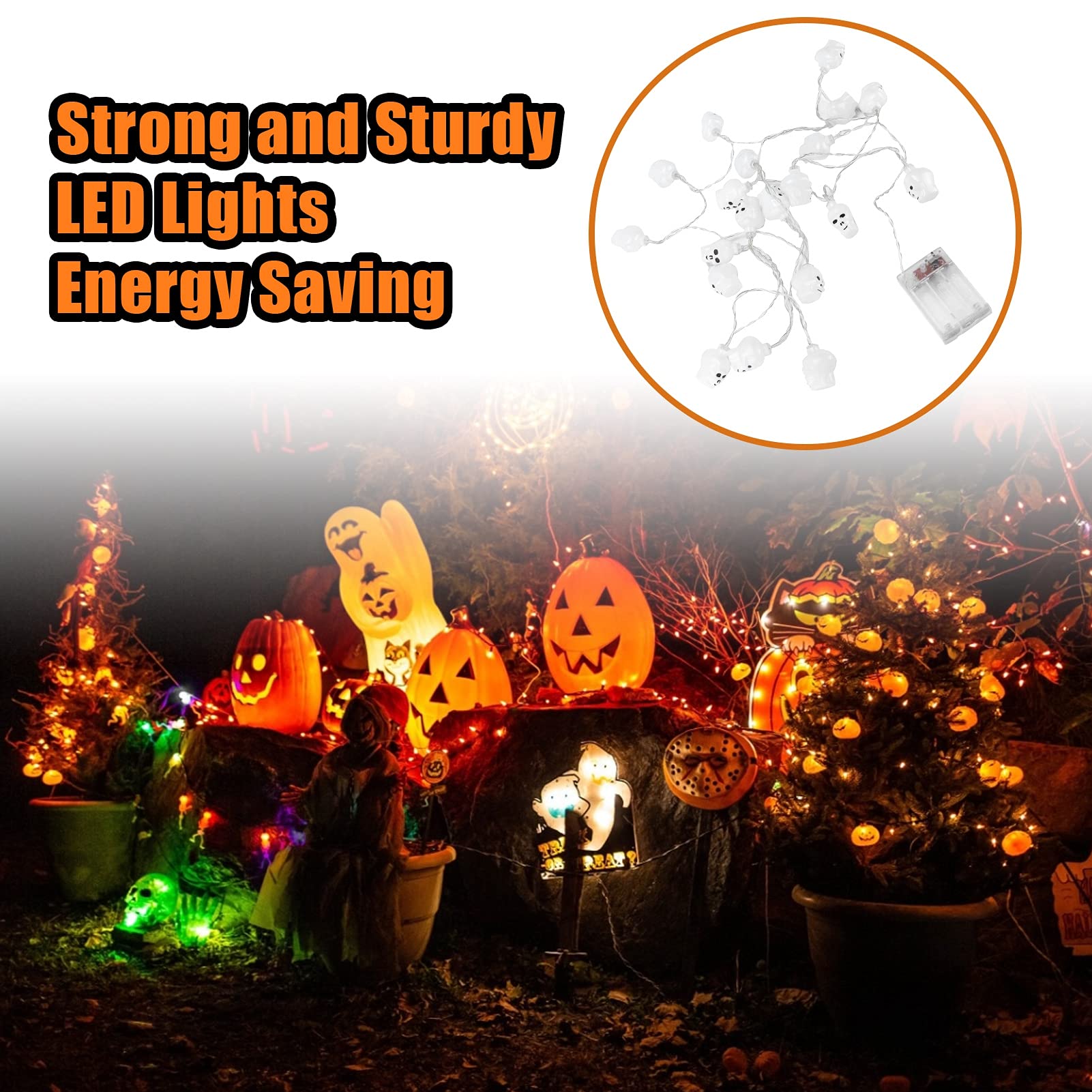 Guirlande Lumineuse Halloween 3000 K 6000 Lm 10/20 LED Crâne Lumières