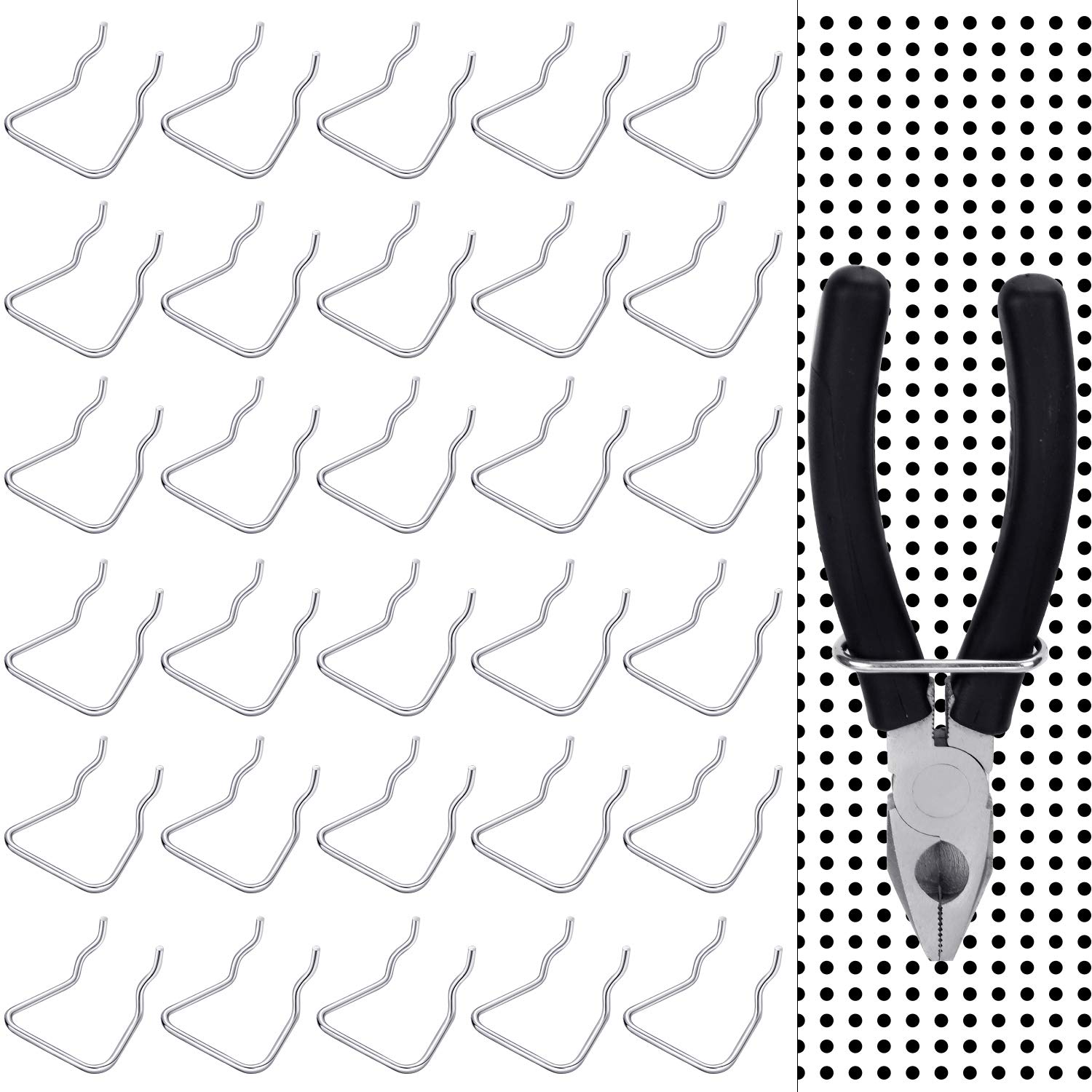 Pegboard Pliers Holder Rack - Holds 11 Pliers/Scissors, Saves Space, Fits Any Standard Pegboard, Zinc Plated Steel - View #9