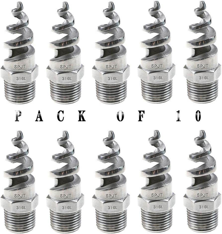 Beduan 1/4" Male Spiral Cone Atomization Nozzle Stainless Steel(316) Dust Remove Atomized Sprayer for Gas Cooling, Washing, Fire Proof (Pack of 10)