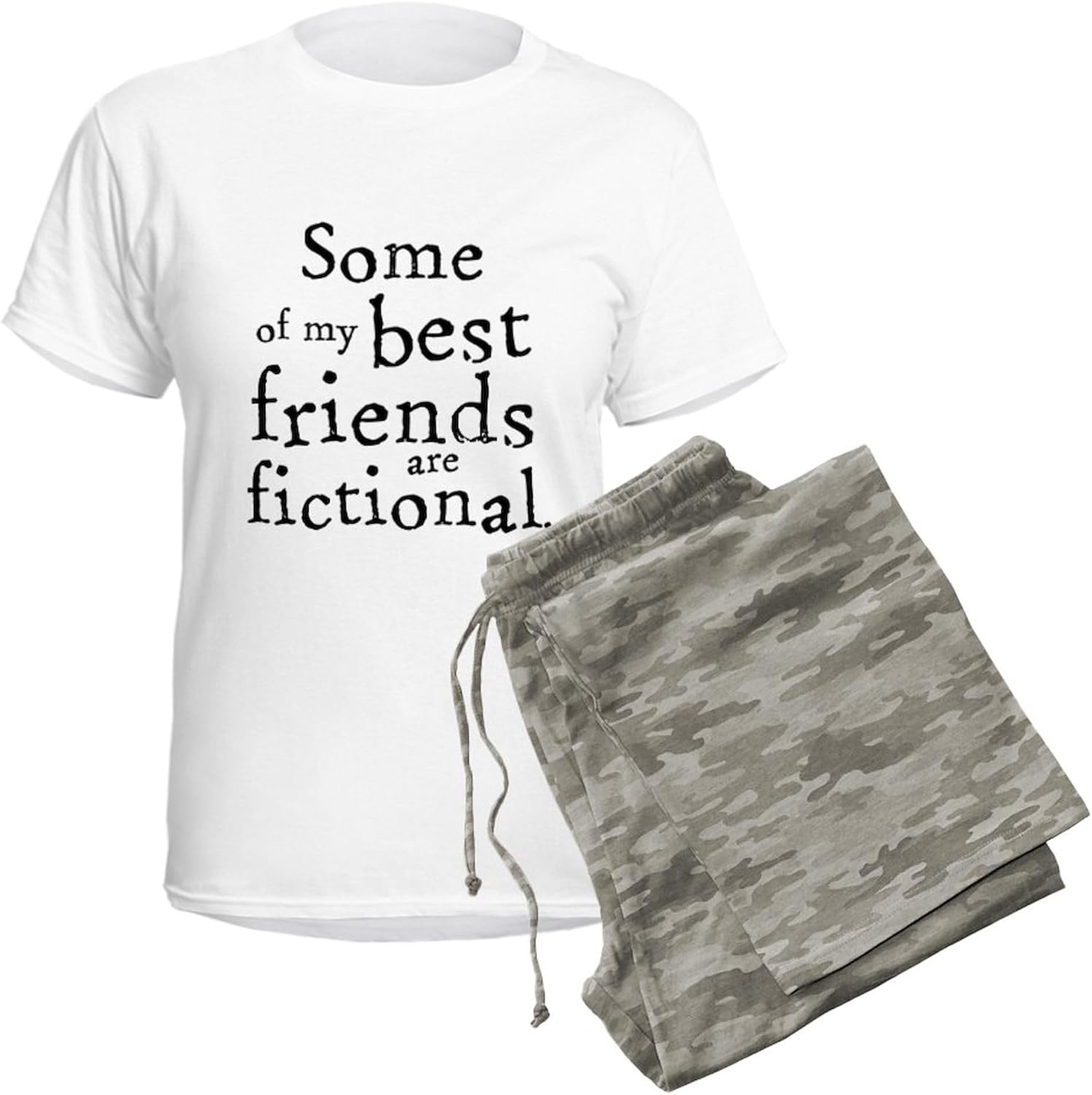 CafePress Fictional Friends Women's Light Pajamas Women's Novelty Cotton Pajama Set, Comfortable PJ Sleepwear