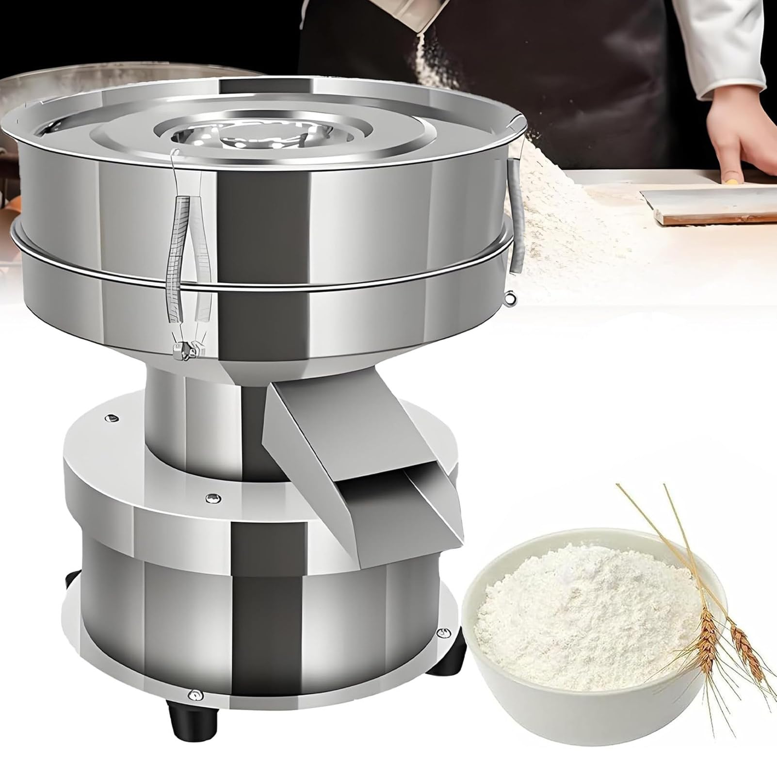 Elektrische Siebmaschine, Vibrationssieb, Elektrisches Mehlsieb, Automatisches Vibrationssieb, Edelstahl-Pulversiebmaschine, FüR Pulver/Partikel 2Nets1Cove-15cm