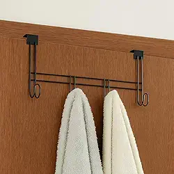 Cabide para Porta com 4 Ganchos para Pendurar Toalha Roupas Bolsas e Acessórios Multiuso (1 UND) (Preto)