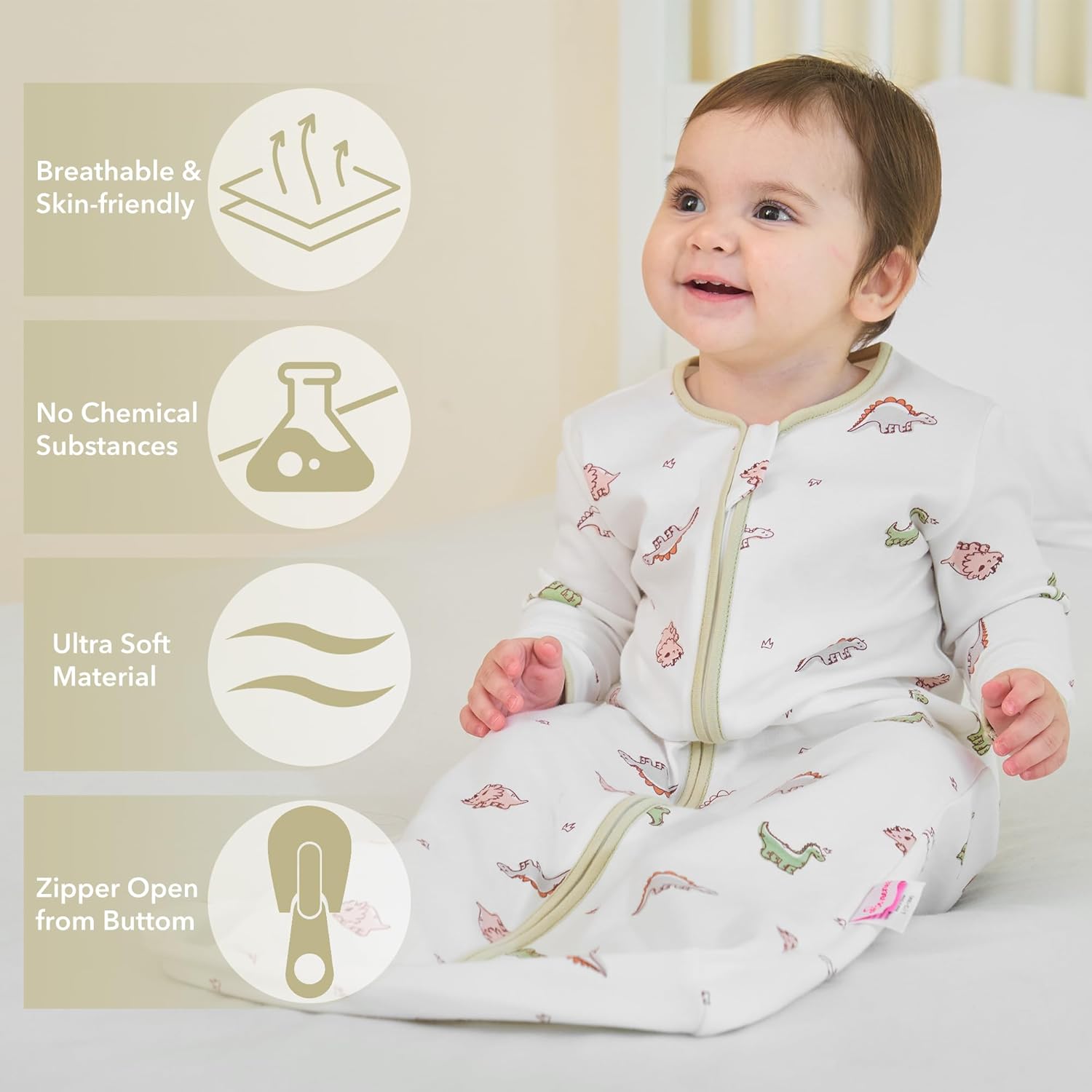 2PCS Baby Sleeping Bag, 100% Cotton Baby Wearable Blanket, Long Sleeve Sleep Sack for Infant Toddler 0-18Months - Image 2