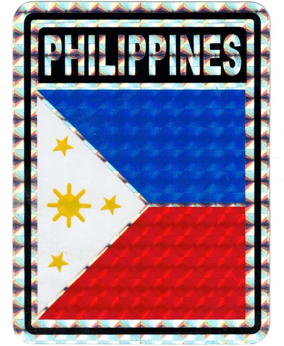Pack of 24 Philippines Country Flag Reflective Decal Bumper Sticker DC-187