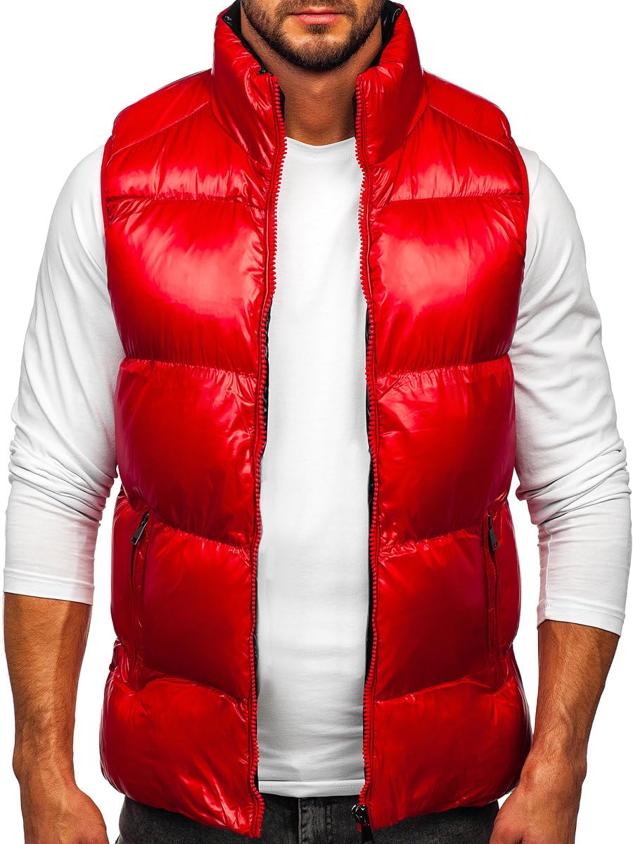 BOLF Hombre Chaleco acolchado con Capucha Cierre de Cremallera Chaqueta sin Manga Cazadora Plumifero Jacket Jogging Zip Outdoor Estilo Deportivo Mix 1U1