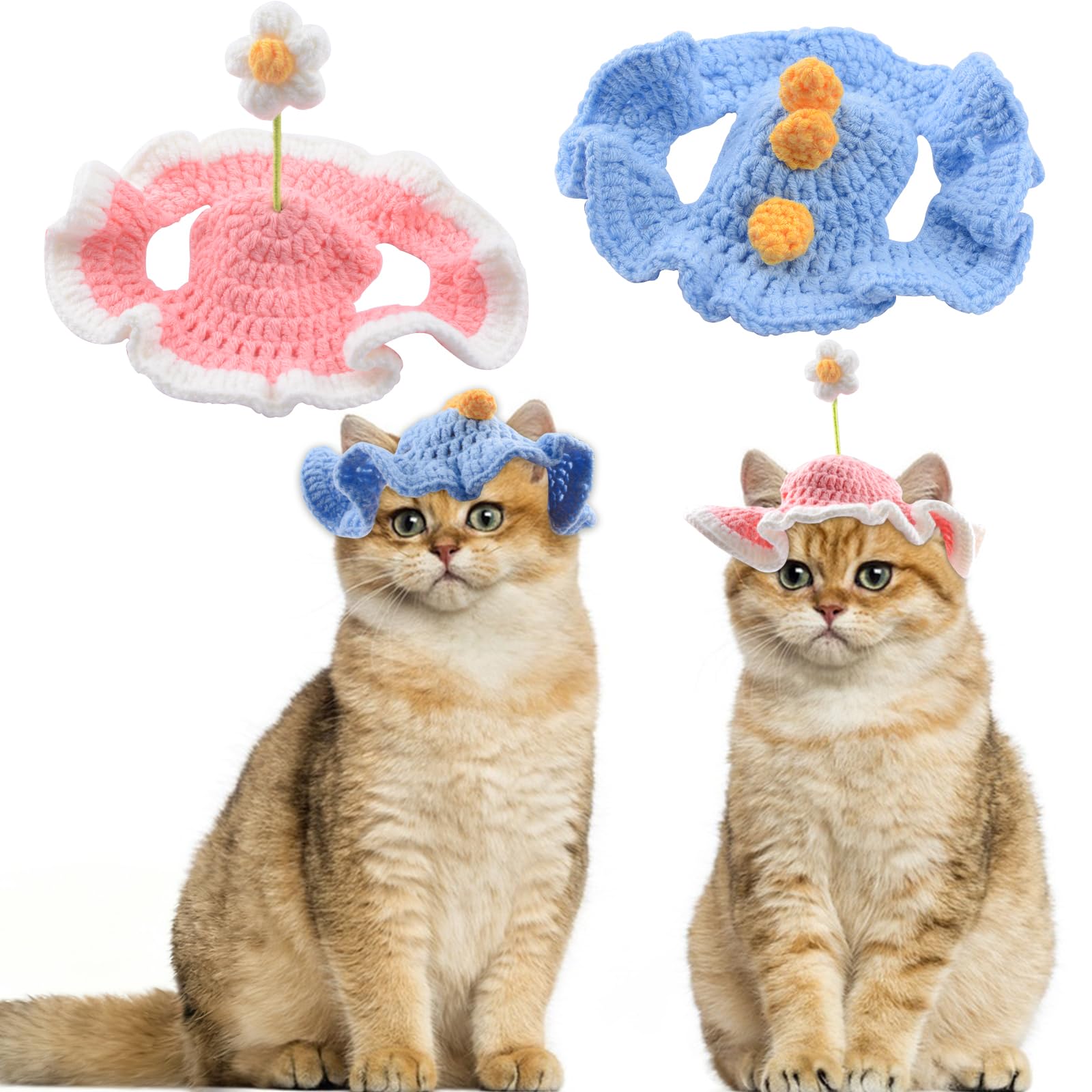 Sombrero de gato hecho a mano a crochet con acabados de alta costura artesanal