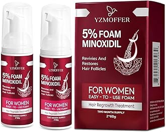 5% Minoxidil Foam for Women Hair Growth: Hair Regrowth Treatment for Women, Reduce Hair Thinning & Hair Loss, Nourish Scalp, Thicker & Fuller Hair, 2 x 60g (2-Month Supply)