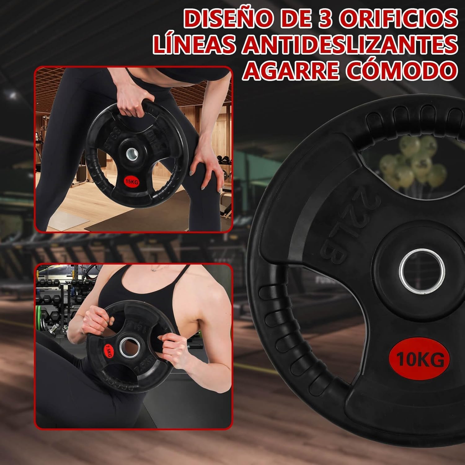 Juego de dos unidades Fit-Force – Discos de Pesa Olímpica 20 KG Hierro Fundido con Revestimiento de Caucho | Diámetro Olímpico 50 mm | Discos de Pesas para Barra y Entrenamiento en Casa o Gimnasio