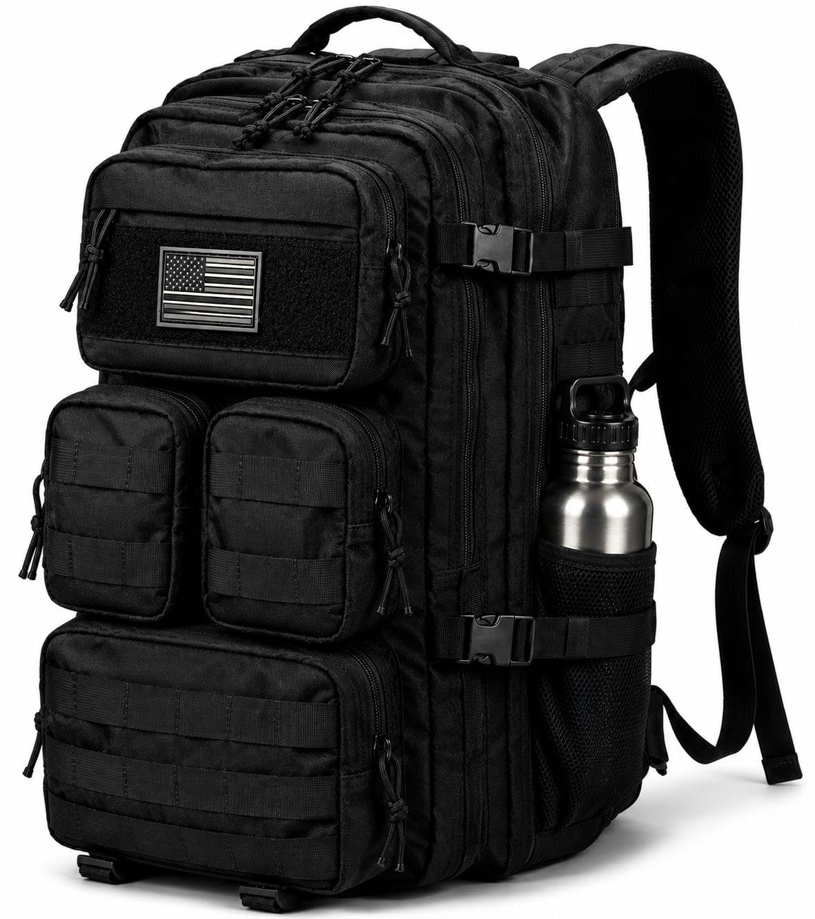 Large Black Tactical Backpack for Men, 40L/50L Expandable Military Rucksack