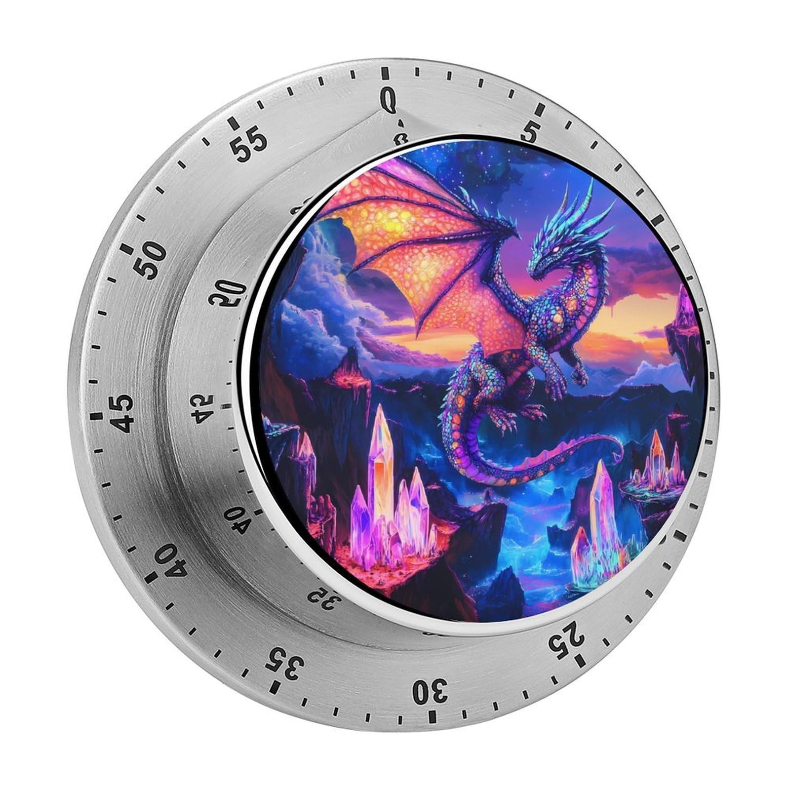 Dragon with Vibrant Scales Funny Timer 60 Minute Countdown Timer Mechanical Time Management Tool for Kitchen Work