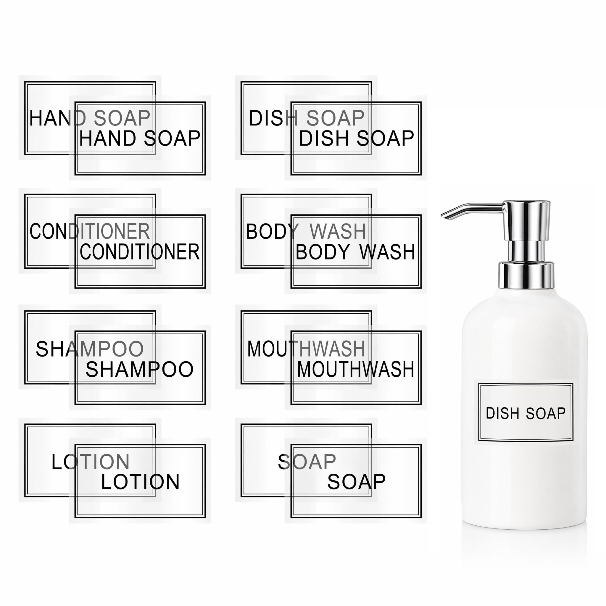 Clear Waterproof Labels for Bottles Bathroom 40 PCS Kitchen Minimalist Organization Removable Labels for Hand Soap Shampoo Body Wash