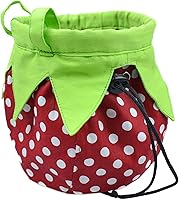 Welsoon Strawberry Chalk Bag with Carabiner Drawstring - Unique Cotton Chalkbag for Rock Climbing & Weightlifting