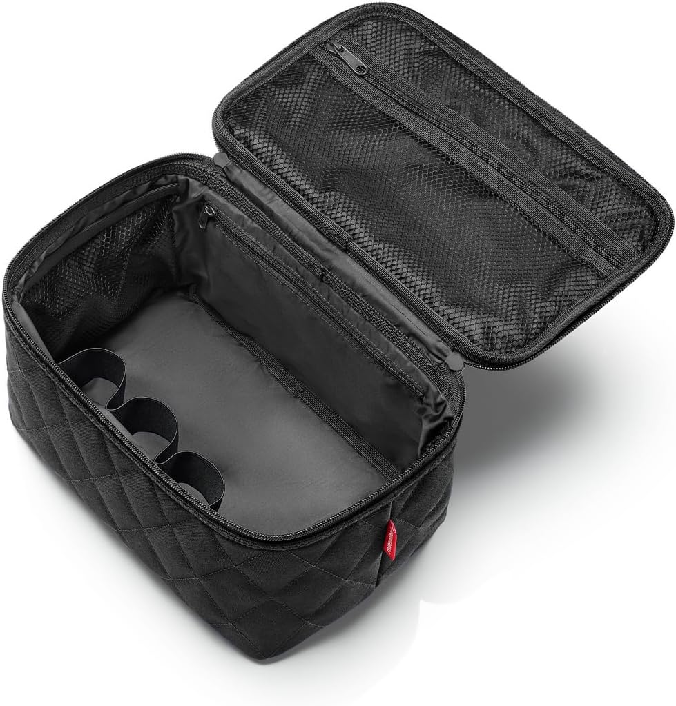 reisenthel Cosmetic Case - Square Toiletry Bag, Luggage Organiser, Cosmetic Bag, Rhombus Black, One Size, Sport