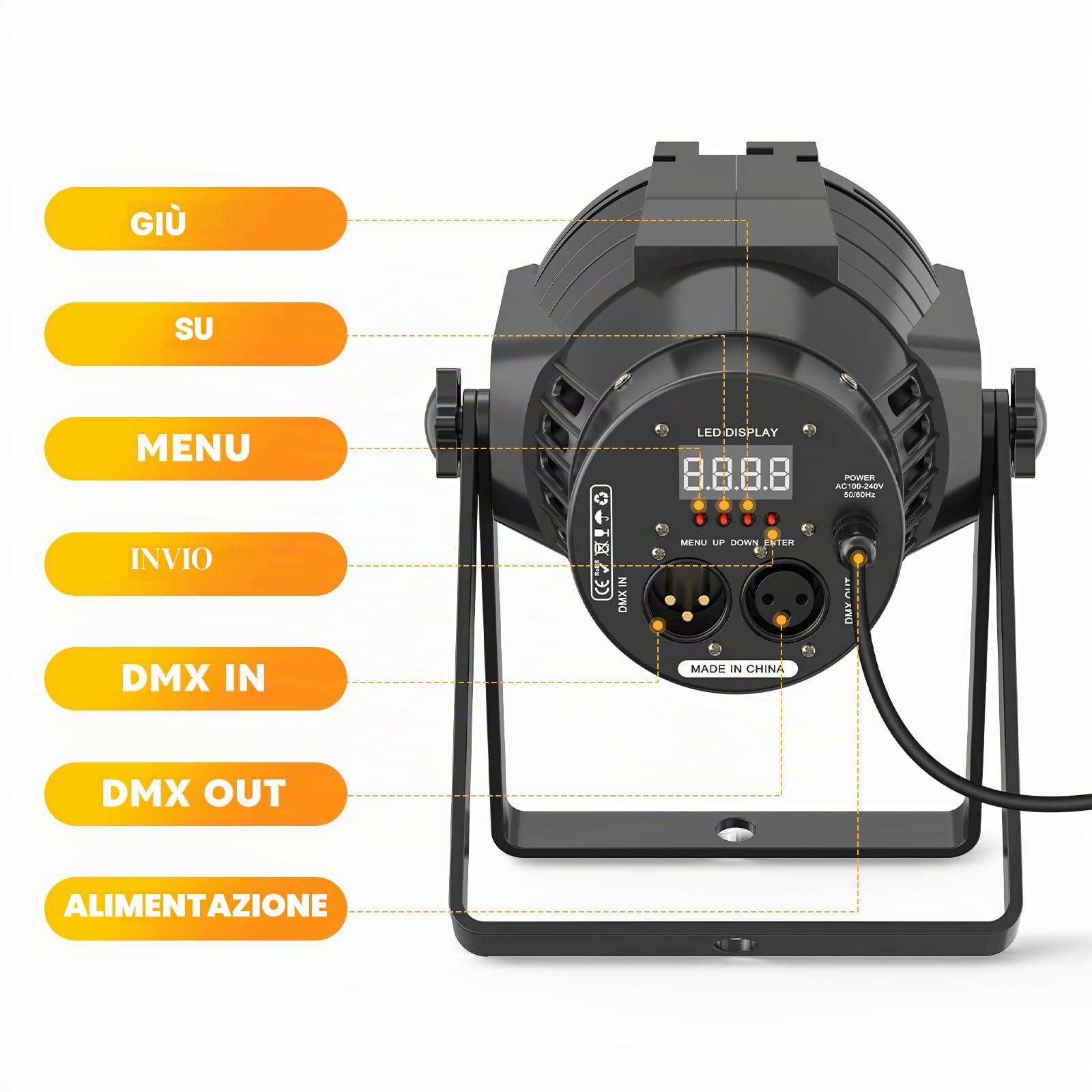 80W par LED COB Faretto, luce da palco professionale DMX con bianco caldo e freddo, luce discoteca stroboscopica per Chiesa, Concerti, Matrimoni, Teatro, Studio fotografico, Natale