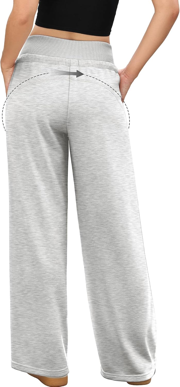 ELLEVEN Women's Wide Leg Sweatpants Low Rise Baggy Pants Drawstring Athletic Joggers with Pockets - Image 2