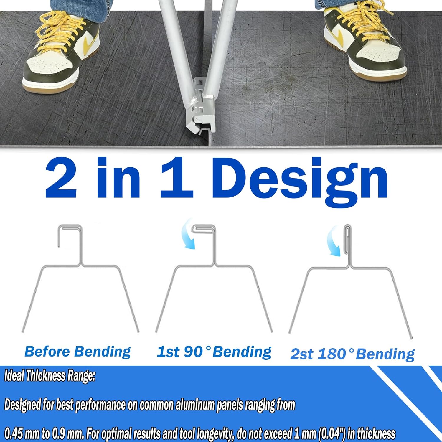 tonchean 2-in-1 Hand Seamer for Standing Seam Roofing, 90° & 180° Sheet Metal Bender Tool, Heavy Duty Hand Seamers for Metal Roofing Tools & Repairs