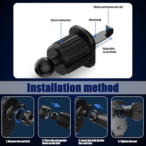 Miniatura 4 de 1 soporte para teléfono móvil para automóvil, salida de aire, soporte manos libres integrado, gancho invertido, estable para teléfono celular,