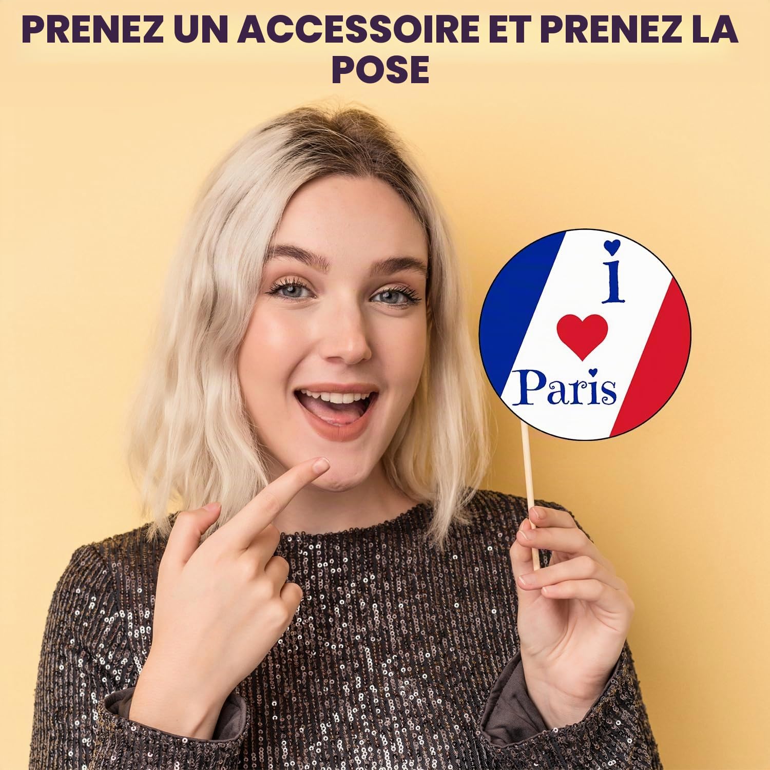 Lot de 40 accessoires de photomaton français, accessoires de photomaton français, décorations de fête française, pour anniversaire sur le thème de Paris, décoration de fête de la Bastille, décoration