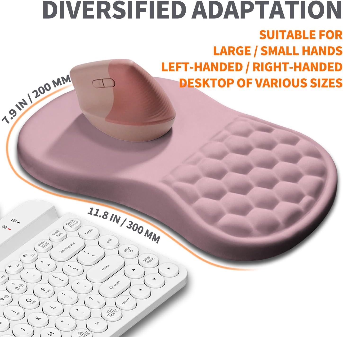 Ergonomic Joint Wrist Support Mouse Pad with Memory Foam Cushion Massage Bump, Carpal Tunnel Pain Relief Mousepad Slope Design for Wrist Rest, 11.8x7.9 in, Thistle - Image 5