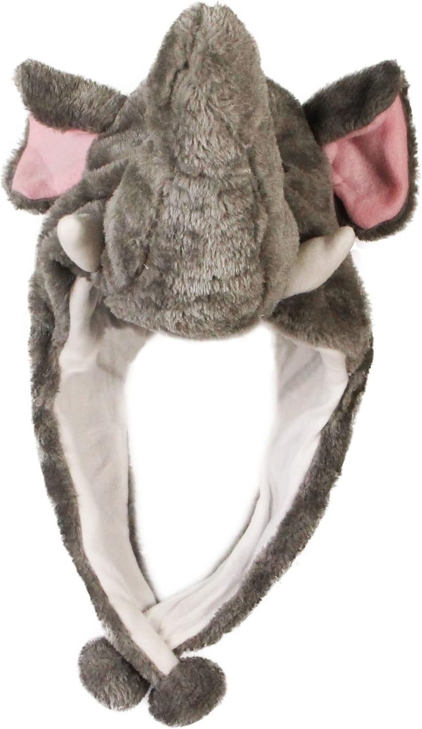 Timiot Cute Plush Animal Character Winter Hat Fun Ski Cap with Detailed Animal Face Long Ear Straps with Pom Pom Ends - Image 2