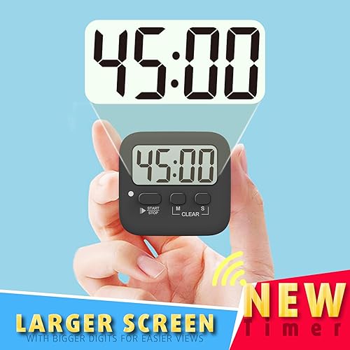 Miniatura 45 de Antonki Paquete de 2 temporizadores digitales para niños, temporizadores de cocina magnéticos de cuenta regresiva para cocinar, huevos, aula, 2 x