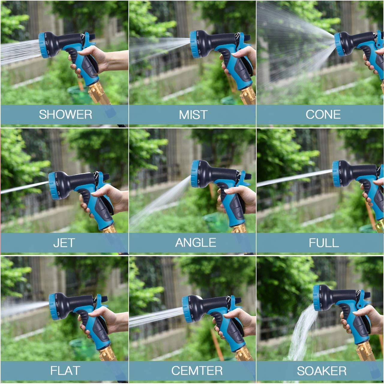 Benbilry 100FT Expandable Garden Hose, Extra Strength Fabric and Double Latex Core Water Hose, Flexible Expanding Water Hose with 9 Function Spray Nozzle, Best Choice for Watering and Washing