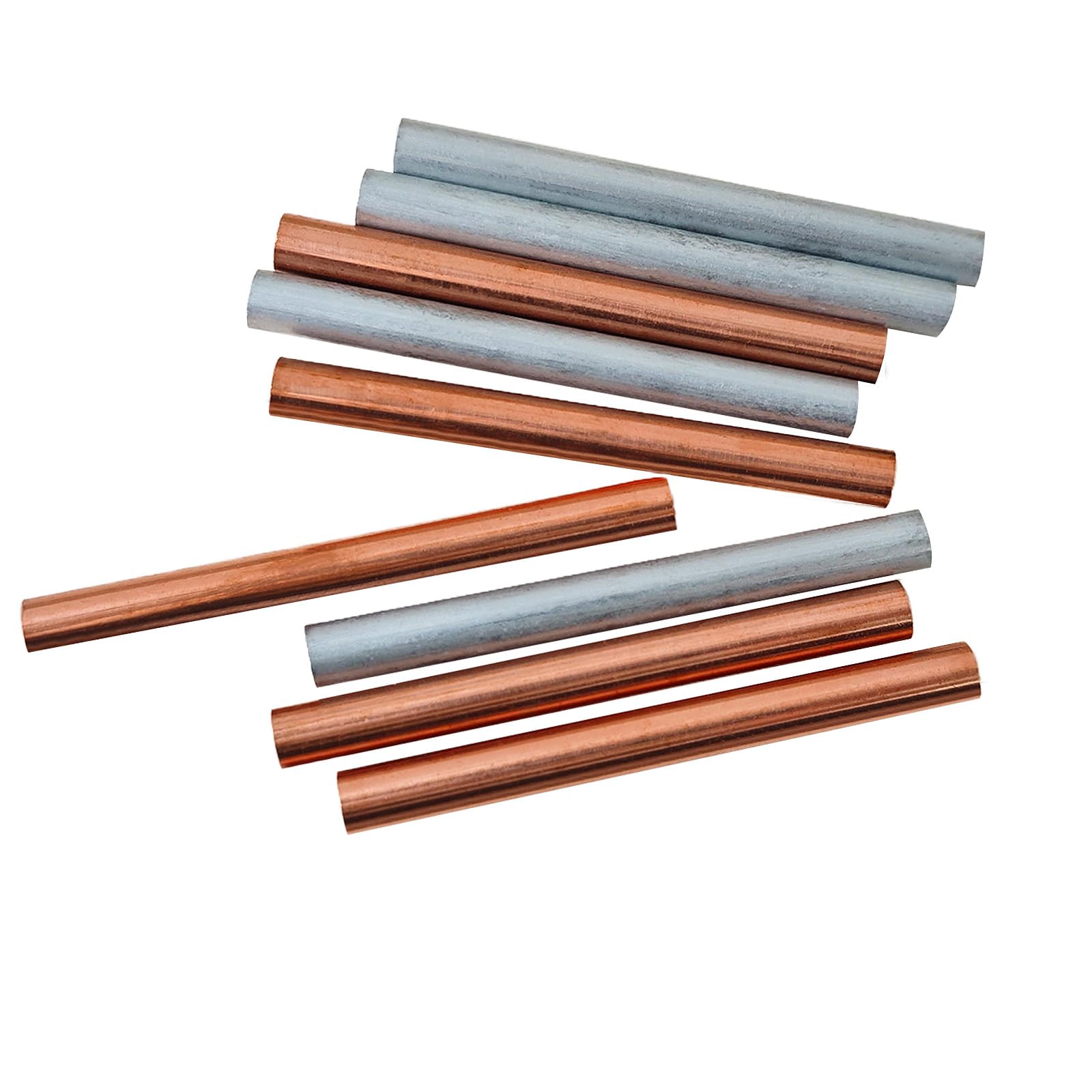 2 varillas de zinc de cobre puro 99.995% de 3/8 pulgadas de diámetro, 4 pulgadas de longitud, barra sólida de cobre desnudo de zinc para la escuela, pasatiempos científicos, manualidades (2