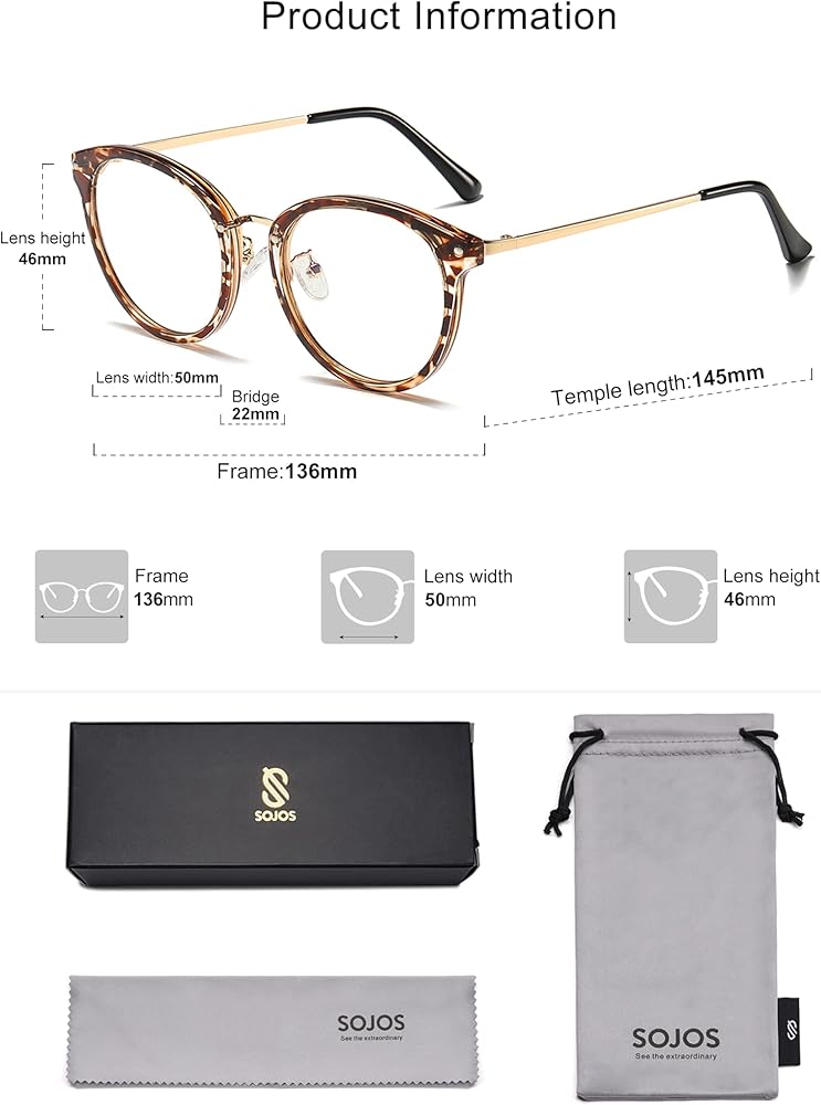 Amazon.com: SOJOS Retro Round TR90 Blue Light Reading