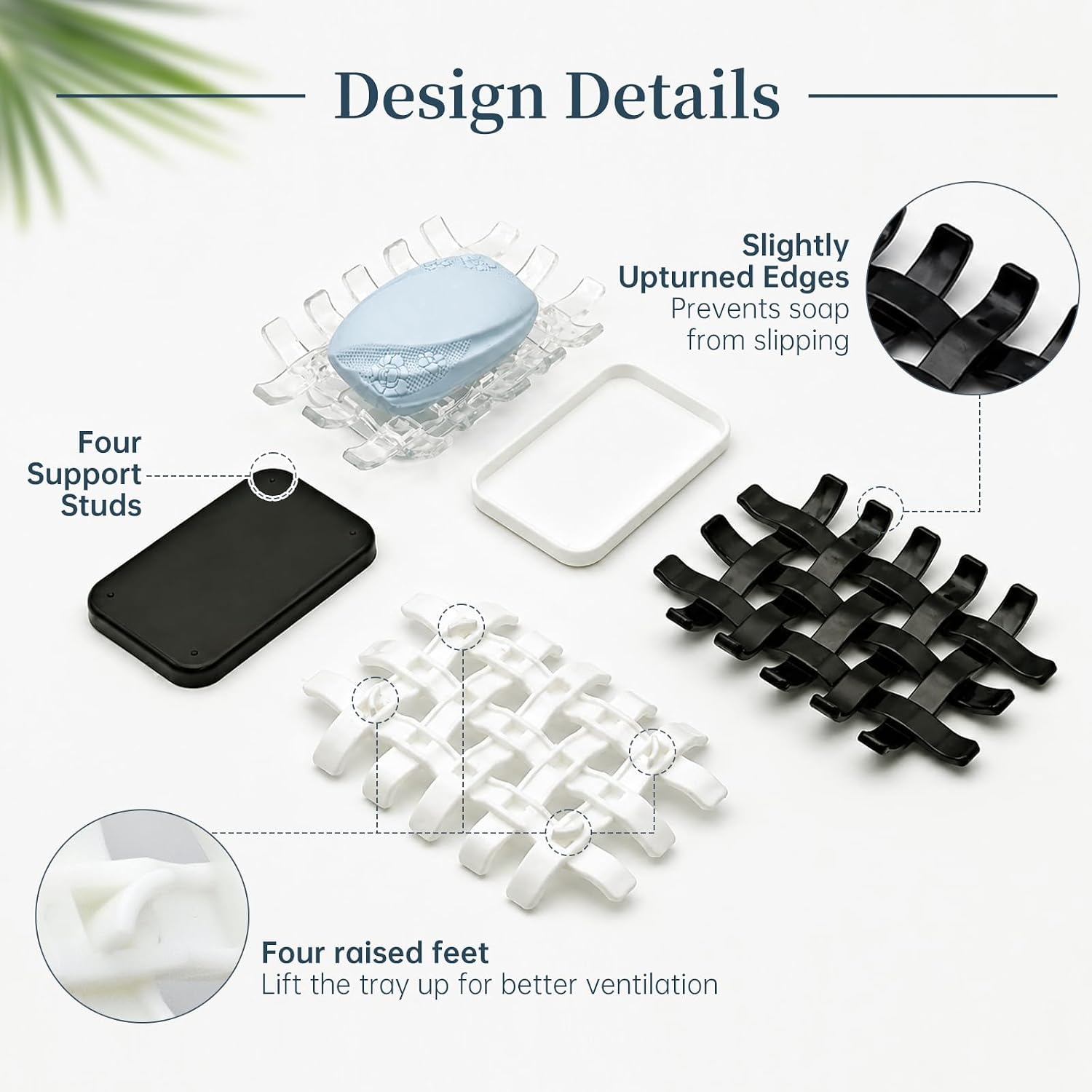 1 Pack Plastic Bar Soap Dish for Shower, White Draining Shampoo & Conditioner Soap Bar Holder, Double-Layer Drainage Soap Stand with Drip Tray for Bathroom, Shower Niche/Shelf, Kitchen Counter